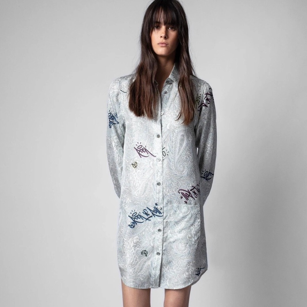 Zadig & Voltaire Rais Paisley Jormi Dress Tunic Shirt Top Small - Picture 1 of 9